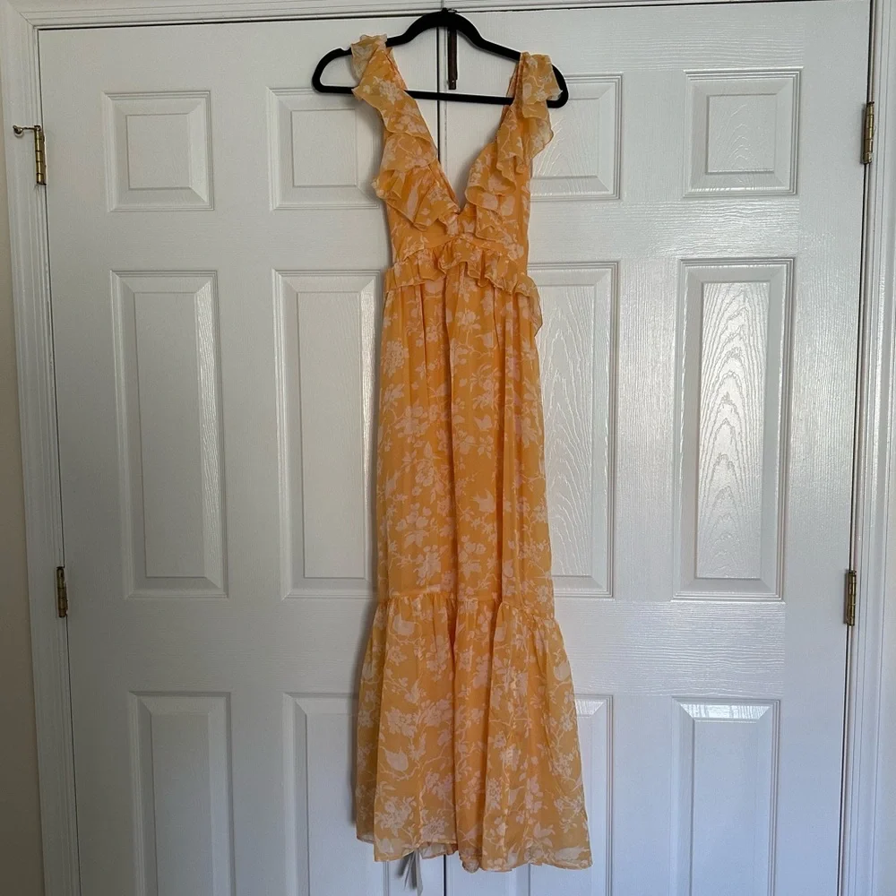 Abercrombie & Fitch Floral Maxi Dress in Peach